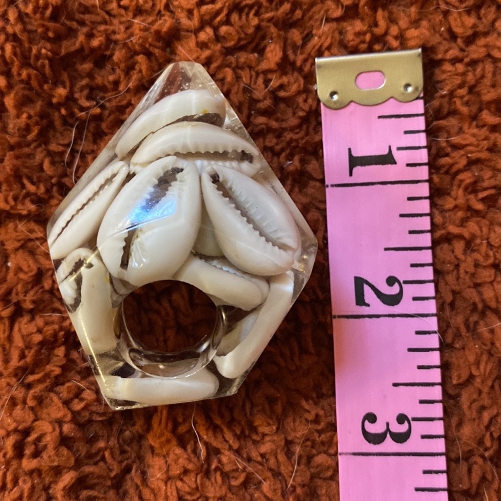 Peach swirl marble Cocktail costume Superpower resin ring handmade OOAK chunky 8 - Picture 6 of 6